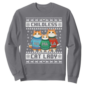 Christmas Childless Cat Lady Sweatshirt Cute Cats Cat Mom Meowy Xmas Kamala 2024 TS09 Charcoal Print Your Wear