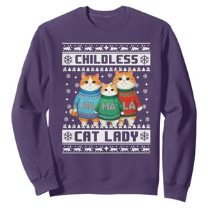 Christmas Childless Cat Lady Sweatshirt Cute Cats Cat Mom Meowy Xmas Kamala 2024 TS09 Purple Print Your Wear