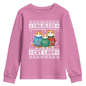 Christmas Childless Cat Lady Youth Sweatshirt Cute Cats Cat Mom Meowy Xmas Kamala 2024 TS09 Azalea Print Your Wear