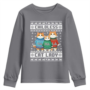 Christmas Childless Cat Lady Youth Sweatshirt Cute Cats Cat Mom Meowy Xmas Kamala 2024 TS09 Charcoal Print Your Wear