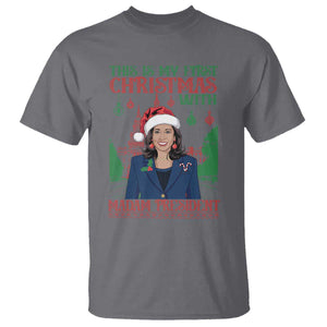 Xmas Kamala 2024 T Shirt This Is My First Christmas With Madam President TS09 Charcoal Print Your Wear