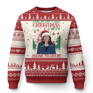 Xmas Kamala 2024 Ugly Christmas Sweater This Is My First Christmas With Madam President TS09 Red Print Your Wear