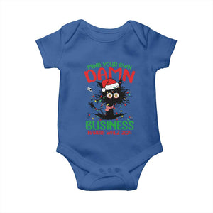 Christmas Harris Walz Baby Onesie Funny Santa Cat Mind Your Own Damn Business TS09 Royal Blue Print Your Wear