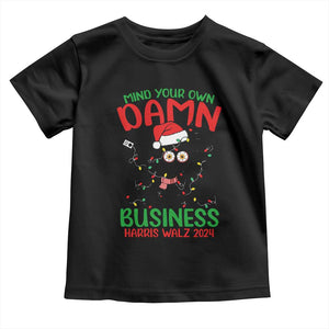 Christmas Harris Walz Baby Shirt Funny Santa Cat Mind Your Own Damn Business TS09 Black Print Your Wear