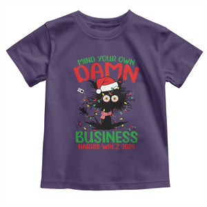 Christmas Harris Walz Baby Shirt Funny Santa Cat Mind Your Own Damn Business TS09 Purple Print Your Wear