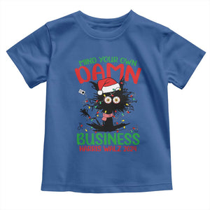 Christmas Harris Walz Baby Shirt Funny Santa Cat Mind Your Own Damn Business TS09 Royal Blue Print Your Wear