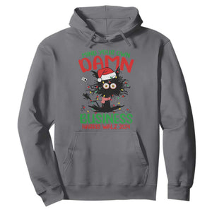 Christmas Harris Walz Hoodie Funny Santa Cat Mind Your Own Damn Business TS09 Charcoal Print Your Wear