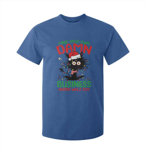 Christmas Harris Walz T Shirt For Kid Funny Santa Cat Mind Your Own Damn Business TS09 Royal Blue Print Your Wear