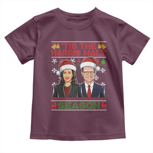 Christmas 'Tis The Harris Walz Season Baby Shirt TS09 Maroon Print Your Wear