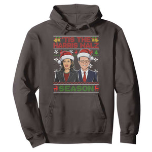 Christmas 'Tis The Harris Walz Season Hoodie TS09 Dark Chocolate Print Your Wear