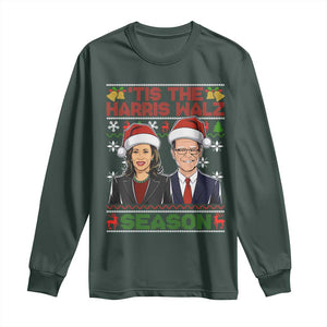 Christmas 'Tis The Harris Walz Season Long Sleeve Shirt TS09 Dark Forest Green Print Your Wear