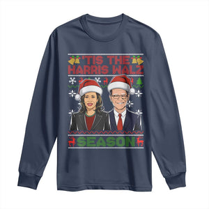 Christmas 'Tis The Harris Walz Season Long Sleeve Shirt TS09 Navy Print Your Wear