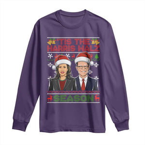 Christmas 'Tis The Harris Walz Season Long Sleeve Shirt TS09 Purple Print Your Wear