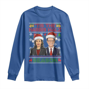 Christmas 'Tis The Harris Walz Season Long Sleeve Shirt TS09 Royal Blue Print Your Wear