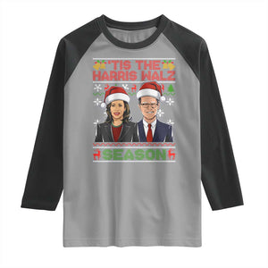 Christmas 'Tis The Harris Walz Season Raglan Shirt TS09 Sport Gray Black Print Your Wear