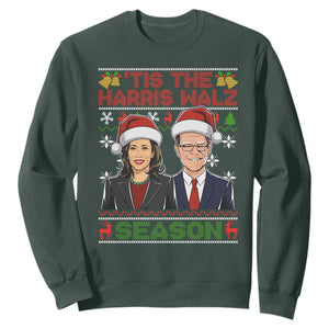 Christmas 'Tis The Harris Walz Season Sweatshirt TS09 Dark Forest Green Print Your Wear