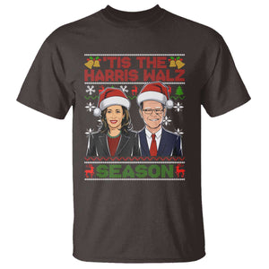 Christmas 'Tis The Harris Walz Season T Shirt TS09 Dark Chocolate Print Your Wear