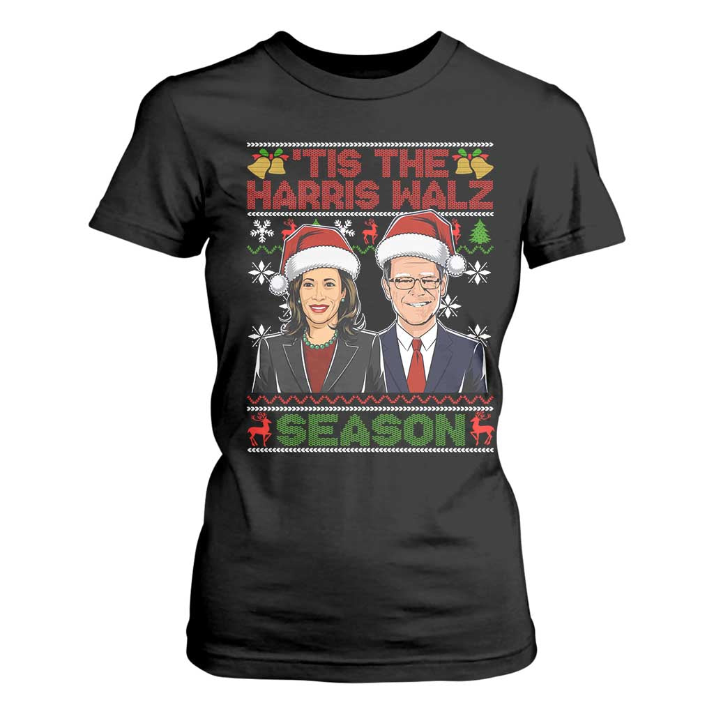 Christmas 'Tis The Harris Walz Season T Shirt For Women TS09 Black Print Your Wear