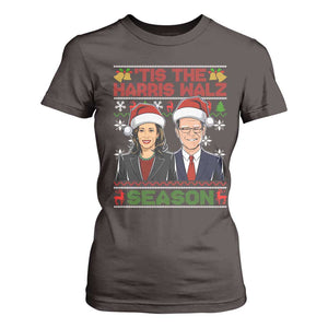 Christmas 'Tis The Harris Walz Season T Shirt For Women TS09 Dark Chocolate Print Your Wear