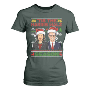 Christmas 'Tis The Harris Walz Season T Shirt For Women TS09 Dark Forest Green Print Your Wear