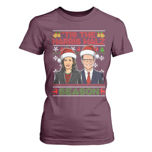 Christmas 'Tis The Harris Walz Season T Shirt For Women TS09 Maroon Print Your Wear