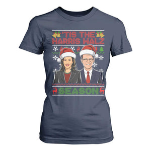 Christmas 'Tis The Harris Walz Season T Shirt For Women TS09 Navy Print Your Wear