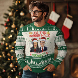 Xmas 'Tis The Harris Walz Season Ugly Christmas Sweater TS09 Green Print Your Wear