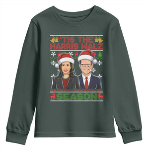 Christmas 'Tis The Harris Walz Season Youth Sweatshirt TS09 Dark Forest Green Print Your Wear