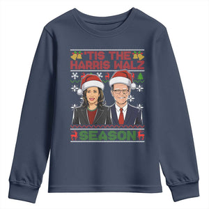 Christmas 'Tis The Harris Walz Season Youth Sweatshirt TS09 Navy Print Your Wear