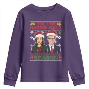 Christmas 'Tis The Harris Walz Season Youth Sweatshirt TS09 Purple Print Your Wear