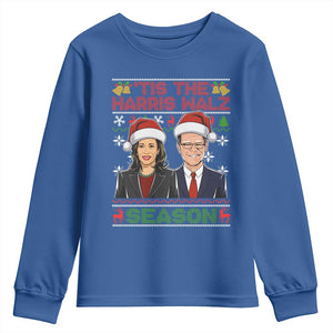 Christmas 'Tis The Harris Walz Season Youth Sweatshirt TS09 Royal Blue Print Your Wear