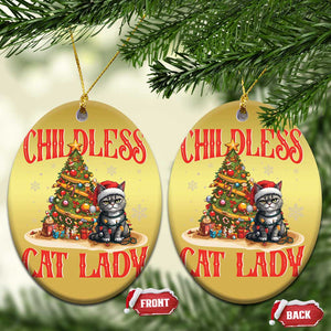 Xmas Childless Cat Lady Christmas Ornament Funny Cat Christmas Light Tree TS09 Oval Gold Print Your Wear