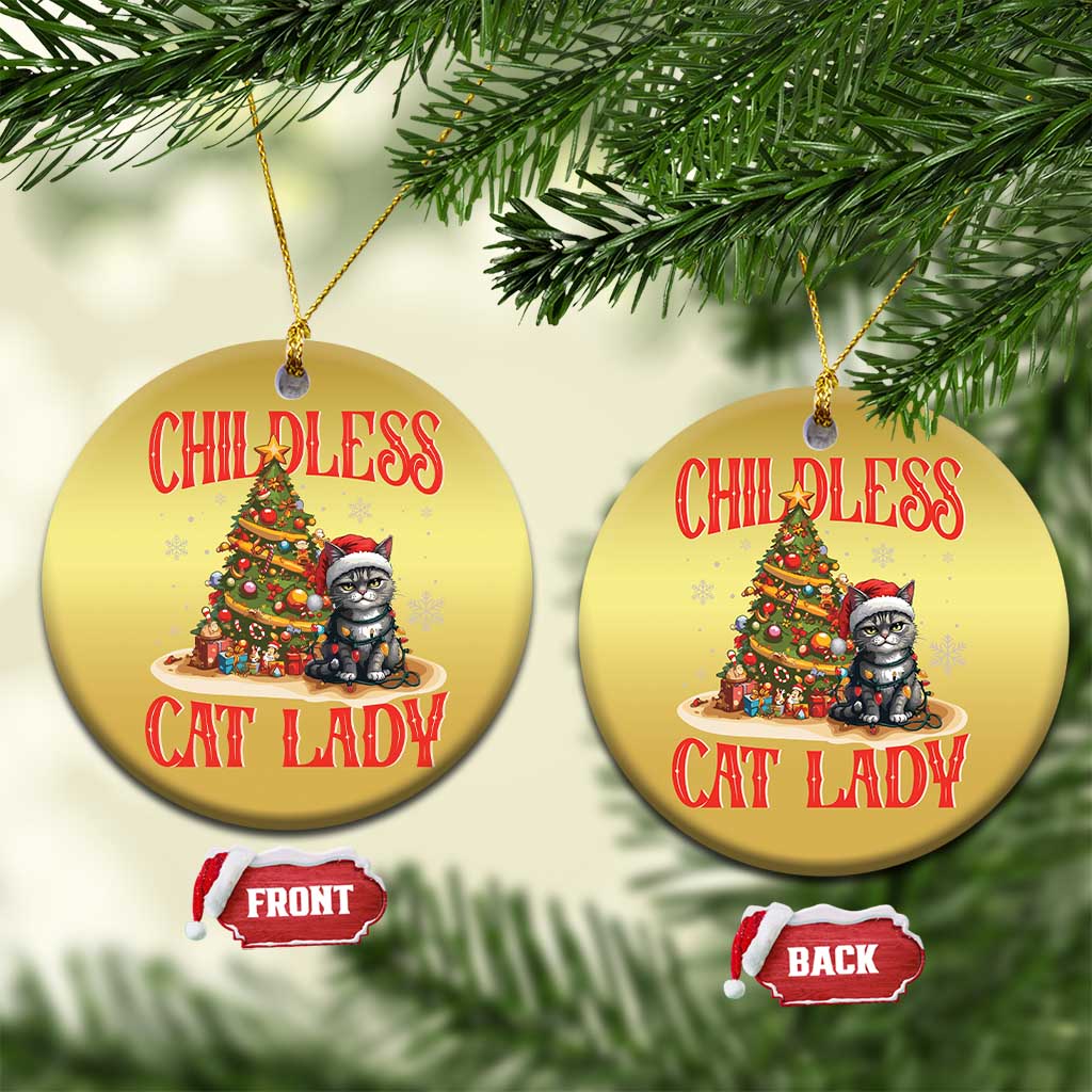 Xmas Childless Cat Lady Christmas Ornament Funny Cat Christmas Light Tree TS09 Circle Gold Print Your Wear