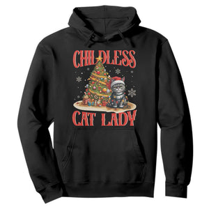 Christmas Childless Cat Lady Hoodie Funny Cat Christmas Light Tree TS09 Black Print Your Wear