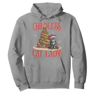 Christmas Childless Cat Lady Hoodie Funny Cat Christmas Light Tree TS09 Sport Gray Print Your Wear