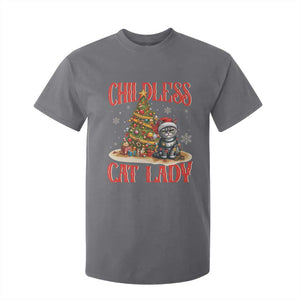 Christmas Childless Cat Lady T Shirt For Kid Funny Cat Christmas Light Tree TS09 Charcoal Print Your Wear