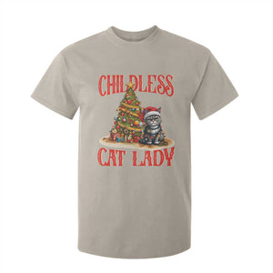 Christmas Childless Cat Lady T Shirt For Kid Funny Cat Christmas Light Tree TS09 Sand Print Your Wear