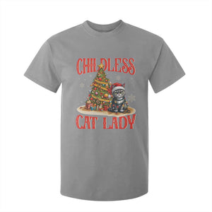 Christmas Childless Cat Lady T Shirt For Kid Funny Cat Christmas Light Tree TS09 Sport Gray Print Your Wear