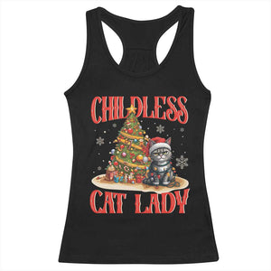 Christmas Childless Cat Lady Racerback Tank Top Funny Cat Christmas Light Tree TS09 Black Print Your Wear