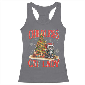 Christmas Childless Cat Lady Racerback Tank Top Funny Cat Christmas Light Tree TS09 Charcoal Print Your Wear