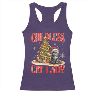 Christmas Childless Cat Lady Racerback Tank Top Funny Cat Christmas Light Tree TS09 Purple Print Your Wear