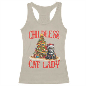 Christmas Childless Cat Lady Racerback Tank Top Funny Cat Christmas Light Tree TS09 Sand Print Your Wear