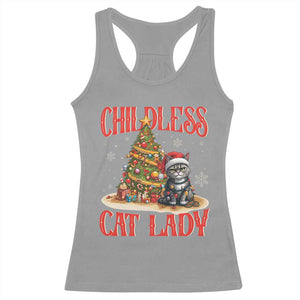 Christmas Childless Cat Lady Racerback Tank Top Funny Cat Christmas Light Tree TS09 Sport Gray Print Your Wear