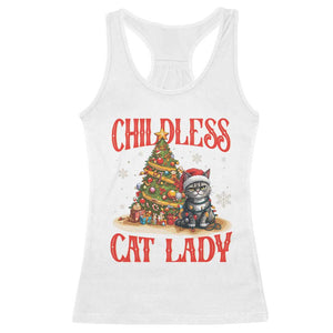 Christmas Childless Cat Lady Racerback Tank Top Funny Cat Christmas Light Tree TS09 White Print Your Wear