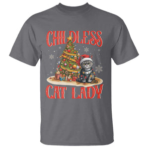 Christmas Childless Cat Lady T Shirt Funny Cat Christmas Light Tree TS09 Charcoal Print Your Wear