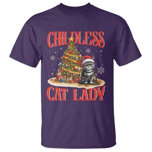 Christmas Childless Cat Lady T Shirt Funny Cat Christmas Light Tree TS09 Purple Print Your Wear