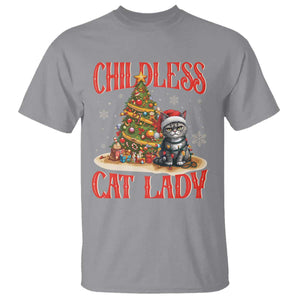 Christmas Childless Cat Lady T Shirt Funny Cat Christmas Light Tree TS09 Sport Gray Print Your Wear