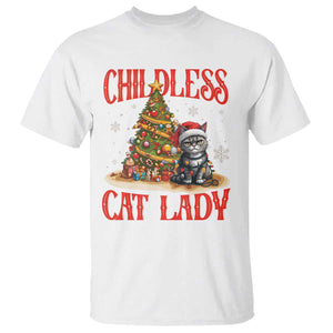 Christmas Childless Cat Lady T Shirt Funny Cat Christmas Light Tree TS09 White Print Your Wear