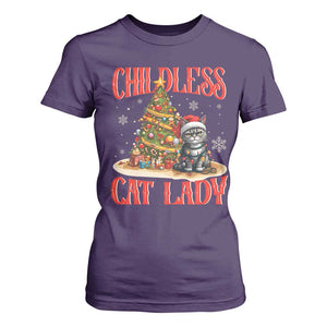 Christmas Childless Cat Lady T Shirt For Women Funny Cat Christmas Light Tree TS09 Purple Print Your Wear