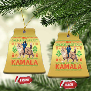 Xmas Childless Cat Lady For Kamala Christmas Ornament Funny Santa Cat Voting Harris 2024 TS09 Bell Flake Gold Print Your Wear